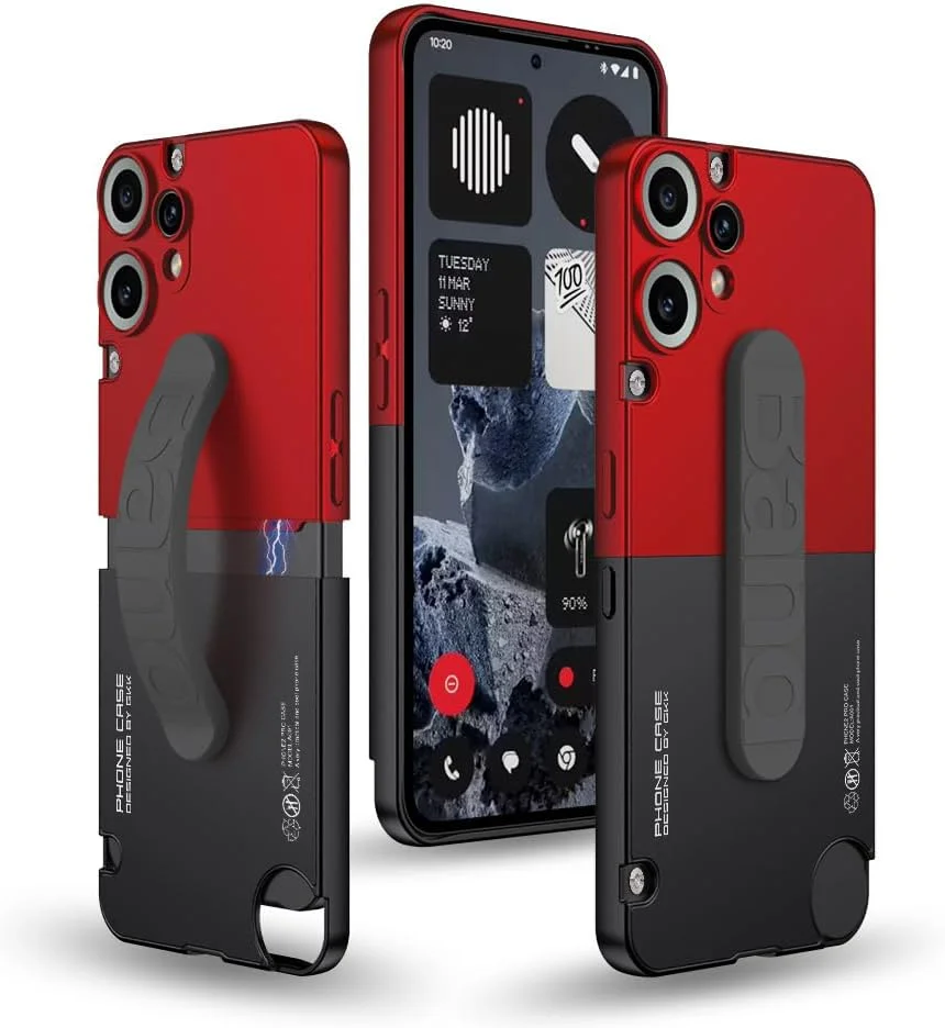 قاب محافظ گوشی ناتینگ CMF Phone 2 Pro به همراه مچ بند سیلیکونی الاستیک، کاور پشتی سخت PC مات ضد ضربه 2 در 1 برای ناتینگ CMF Phone 2 Pro (2025) (قرمز)