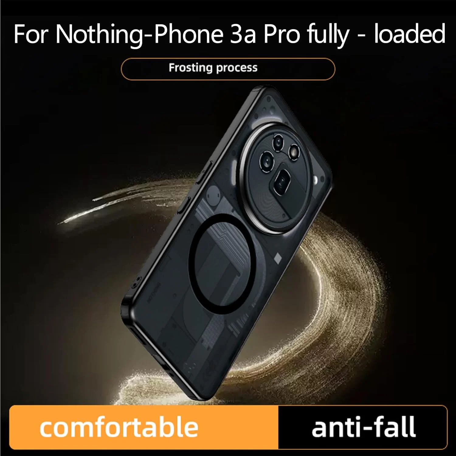 قاب محافظ گوشی ناتینگ فون 3a پرو، سازگار با شارژ بی‌سیم مگ‌سیف، کاور پشتی شفاف برای گوشی ناتینگ فون 3a پرو (مشکی مات)