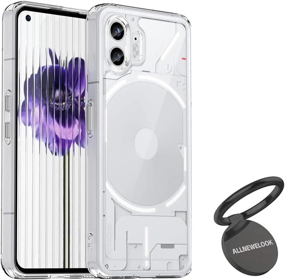 قاب محافظ گوشی ناتینگ فون 2 با 1 حلقه نگهدارنده، مقاوم در برابر خراش، پشت PC سخت، پوشش مقاوم در برابر ضربه (شفاف، MF برای ناتینگ فون 2)