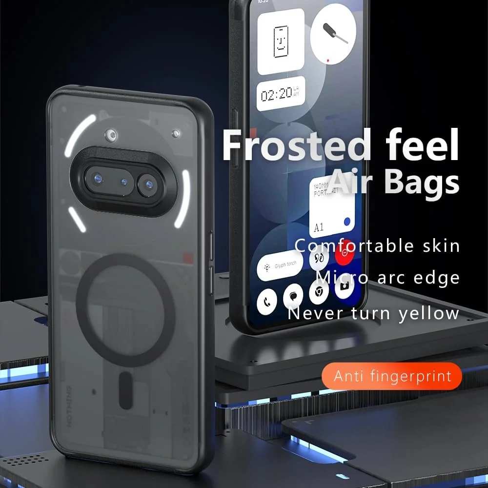 کاور مات مغناطیسی Zuooiec برای ناتینگ فون 3a 2025، دارای آهنربای قوی داخلی، سازگار با MagSafe، کاور نازک و باریک PC با حس پوست برای ناتینگ فون 3a - مشکی