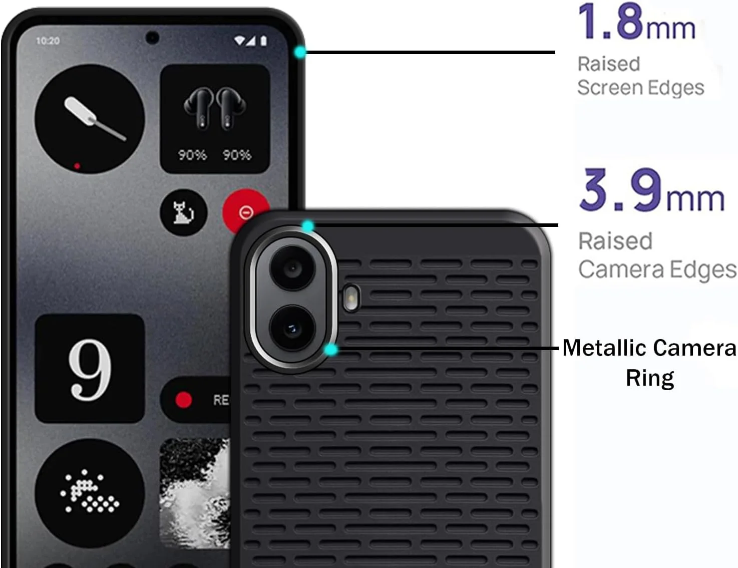 قاب پشتی محافظ دوربین گوشی ناتینگ فون 1، طراحی لوکس - مشکی