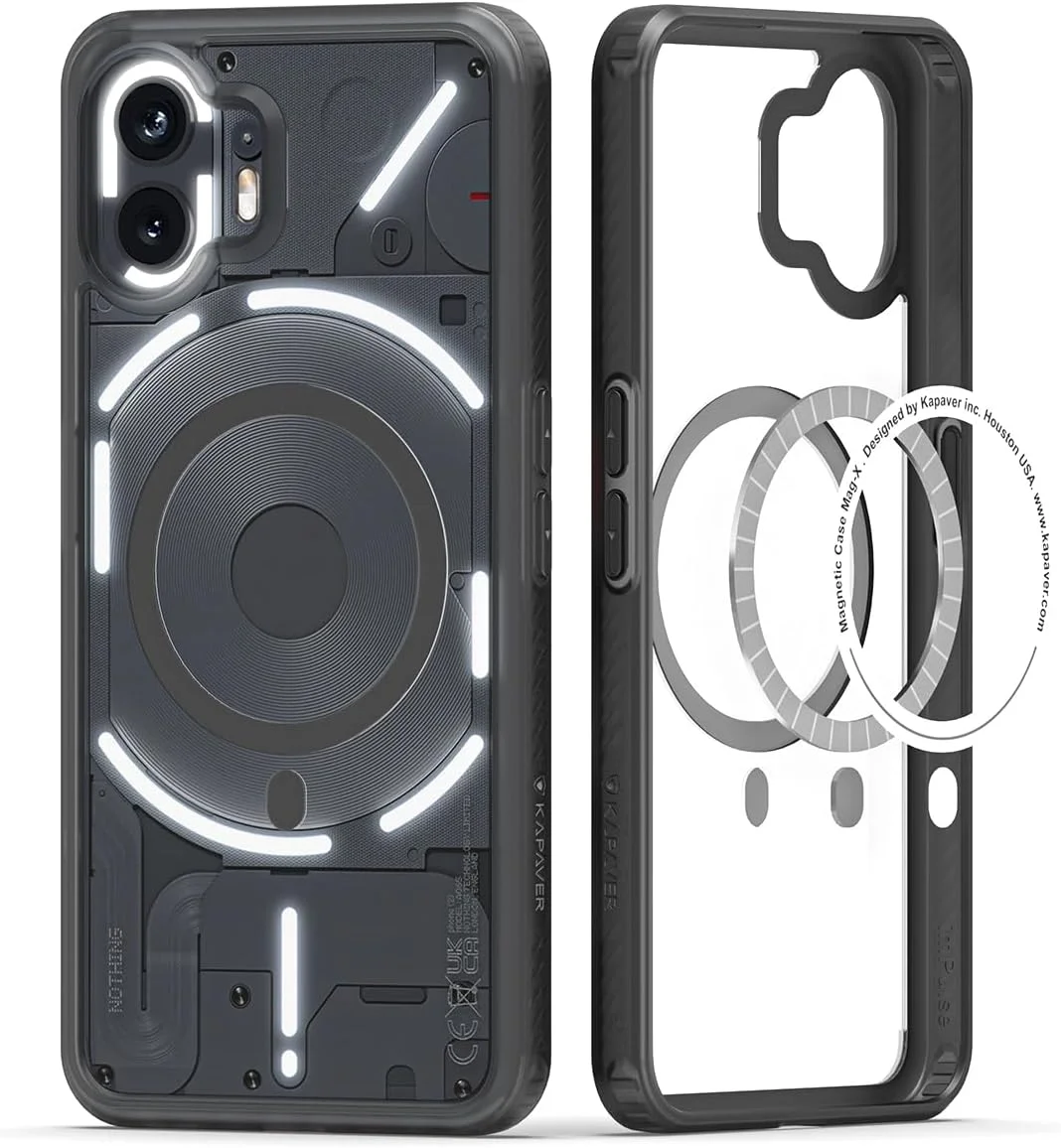 کاور پشتی KAPAVER Mag-X سازگار با Nothing Phone 2 (TPU+PC) (دودی مشکی)