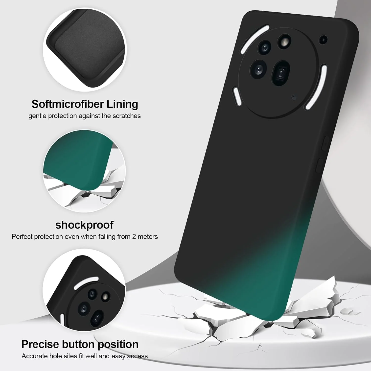 قاب محافظ سیلیکونی ضد خش و ضد ضربه برای ناتینگ فون (3a) پرو، با طراحی باریک و لمس نرم و ابریشمی - مشکی مات