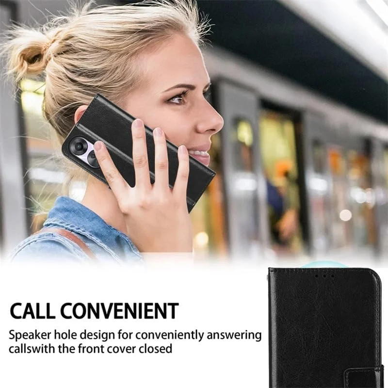 قاب محافظ گوشی ناتینگ CMF Phone 1، قاب تاشو چرمی، دارای استند، لمس راحت، قاب ممتاز ناتینگ CMF Phone 1، کاور ضد ضربه گوشی (مشکی)