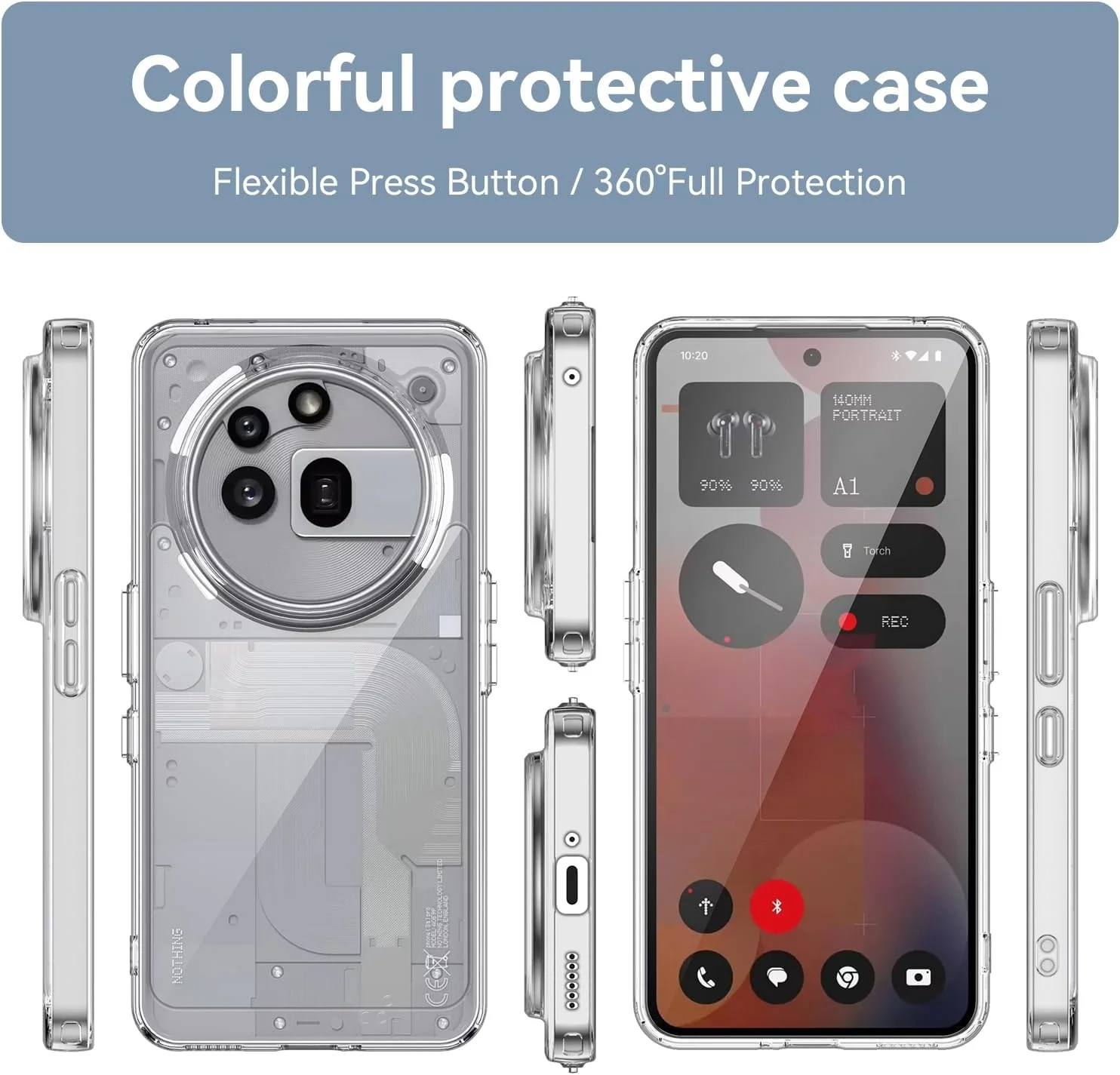 کاور کریستالی شفاف HidWee سازگار با ناتینگ فون 3A Pro، ضد زردی و ضد خش، PC هیبریدی ضد ضربه و سیلیکون TPU برای ناتینگ فون (3A) Pro - شفاف