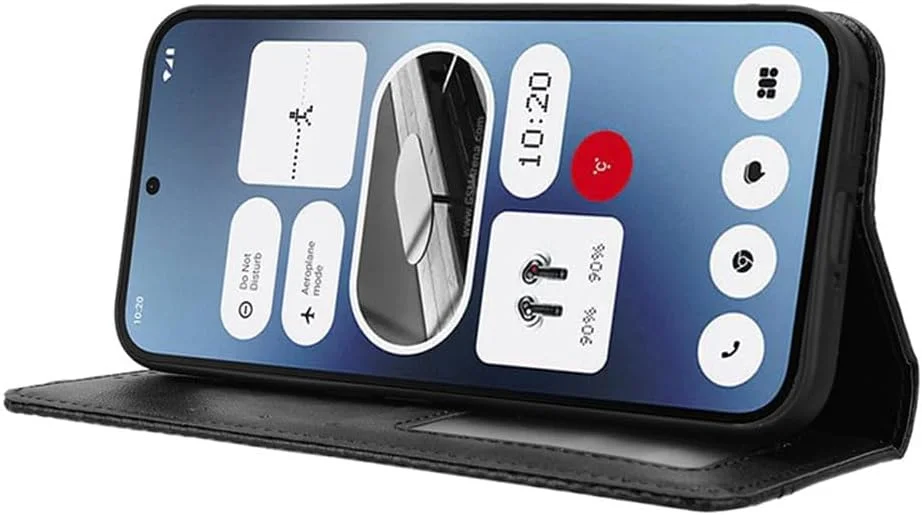 کاور گوشی مناسب برای ناتینگ فون 2a، کیف پول چرمی PU با جای کارت و استند، قاب محافظ تاشو ضد ضربه مناسب برای کیف پول ناتینگ فون 2a مشکی