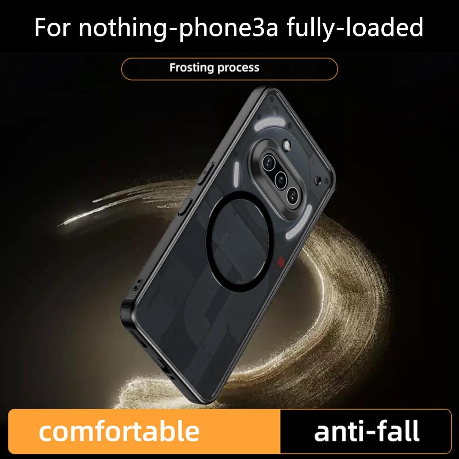 قاب محافظ تلفن همراه MuSylonz مناسب برای تلفن Nothing Phone (3a)، سازگار با شارژ بی‌سیم Magsafe، قاب پشتی شفاف برای تلفن Nothing Phone 3a (مشکی مات)