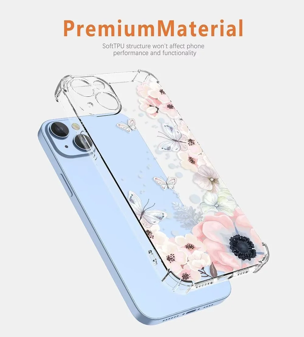 کاور گوشی ناتینگ فون (3a) برند SEAHAI، فوق العاده نازک، سیلیکونی نرم و شیک با طرح گل های رنگارنگ، ضد ضربه، کاور ژله ای TPU شفاف - کاملیا