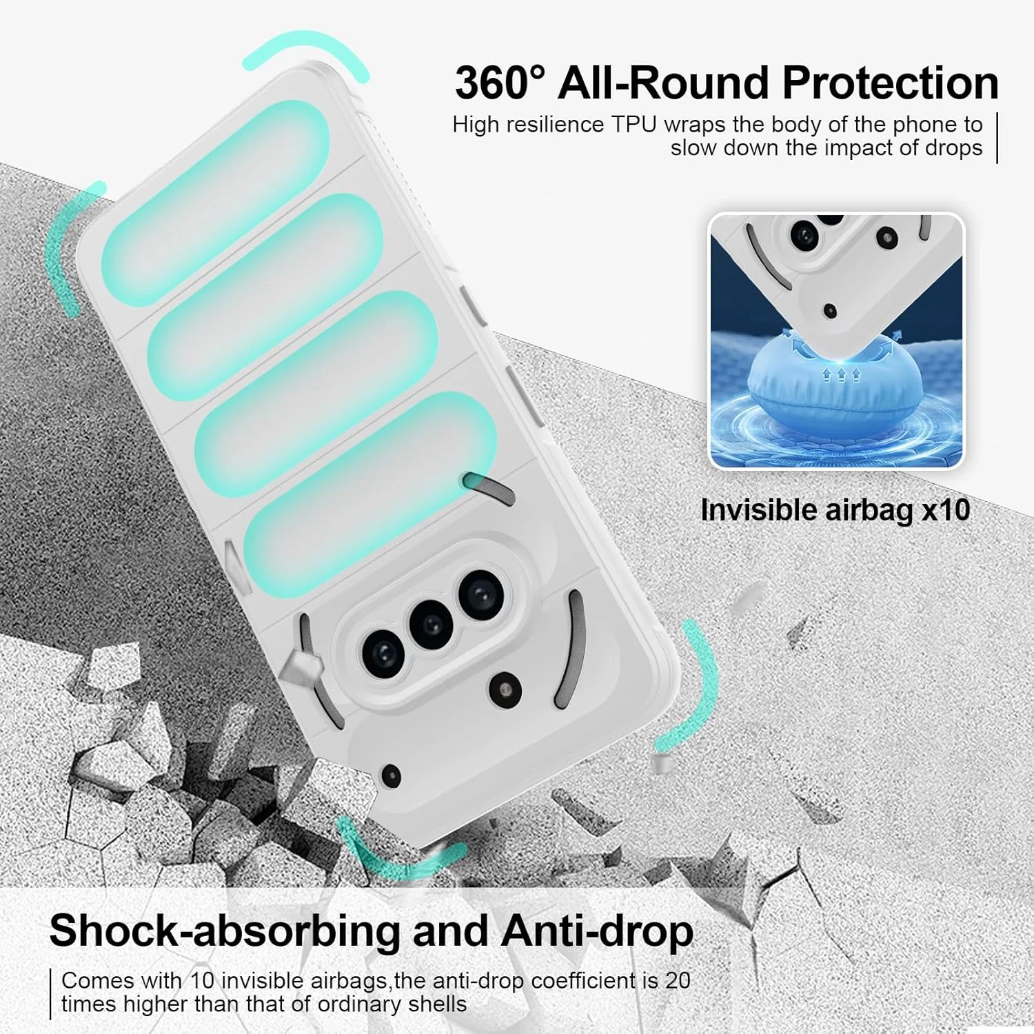 قاب محافظ سیلیکونی مایع گوشی ناتینگ فون 3a، با پوشش داخلی میکروفایبر ضد خش و محافظت از دوربین، سفید