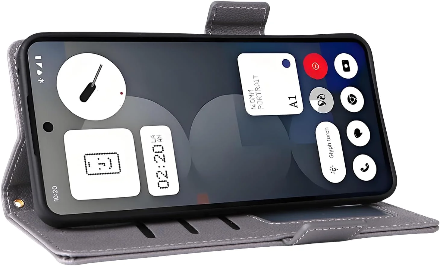 کیف پول چرمی OIATROE با استند برای گوشی ناتینگ فون (3a) پرو - دارای قفل مغناطیسی، کیف پول باریک تاشو چرمی برای ناتینگ فون (3a) پرو - خاکستری