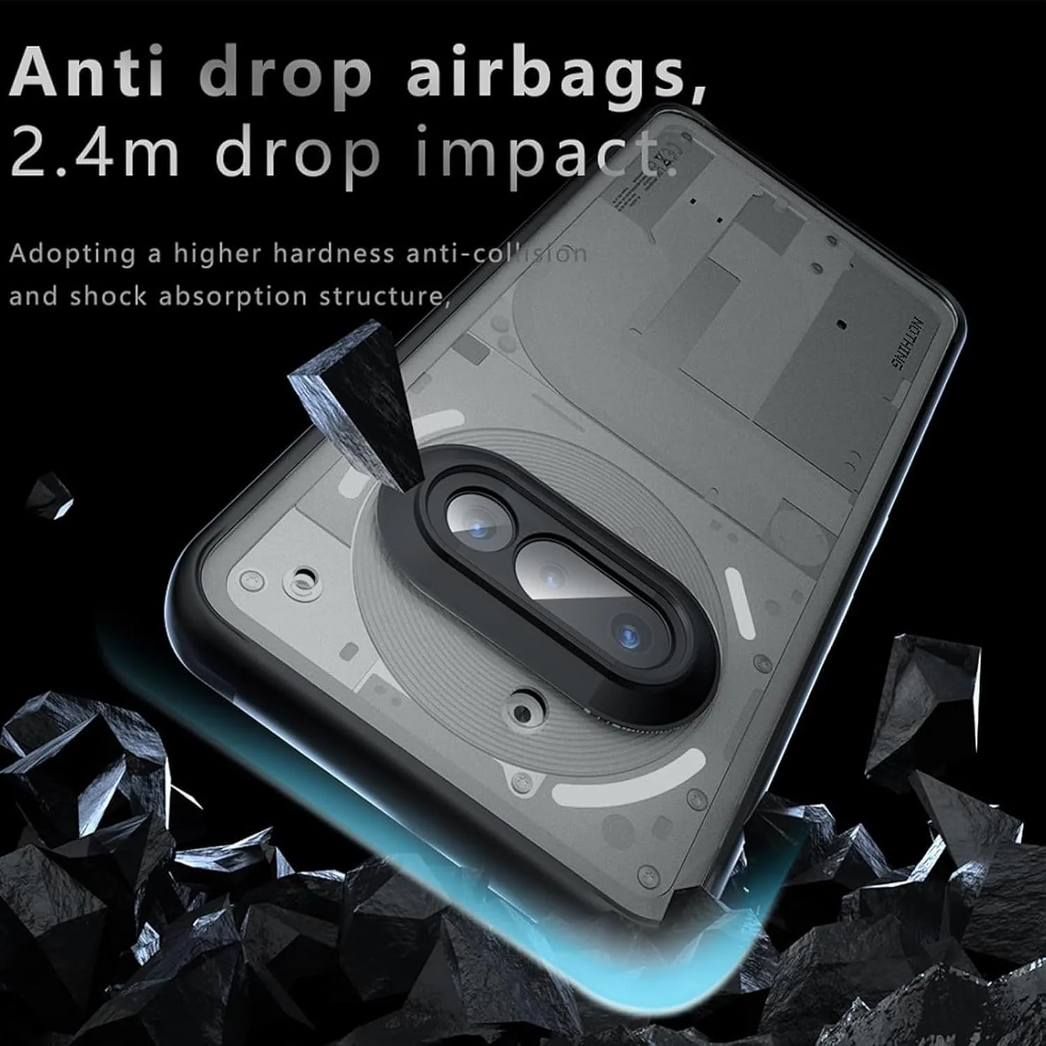 کاور محافظ گوشی ناتینگ فون 3a، کاور مات نیمه شفاف با روکش لمسی مقاوم در برابر ضربه، مناسب برای گوشی ناتینگ فون (3a)، مشکی