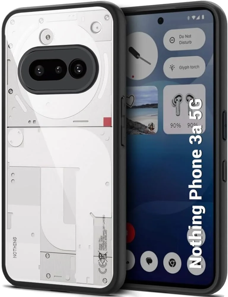 کاور محافظ گوشی ناتینگ فون 3a، ضد ضربه، شفاف، با پوشش پشتی سخت [ضد زردی]، محافظت 360 درجه، بامپر TPU، کاور پشتی شفاف برای ناتینگ فون 3a (شفاف با حاشیه)