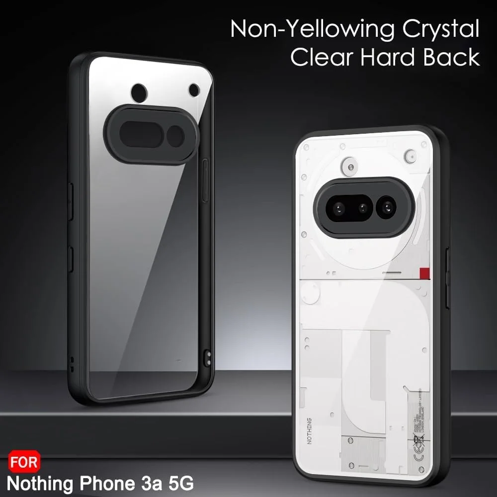 کاور محافظ گوشی ناتینگ فون 3a، ضد ضربه، شفاف، با پوشش پشتی سخت [ضد زردی]، محافظت 360 درجه، بامپر TPU، کاور پشتی شفاف برای ناتینگ فون 3a (شفاف با حاشیه)