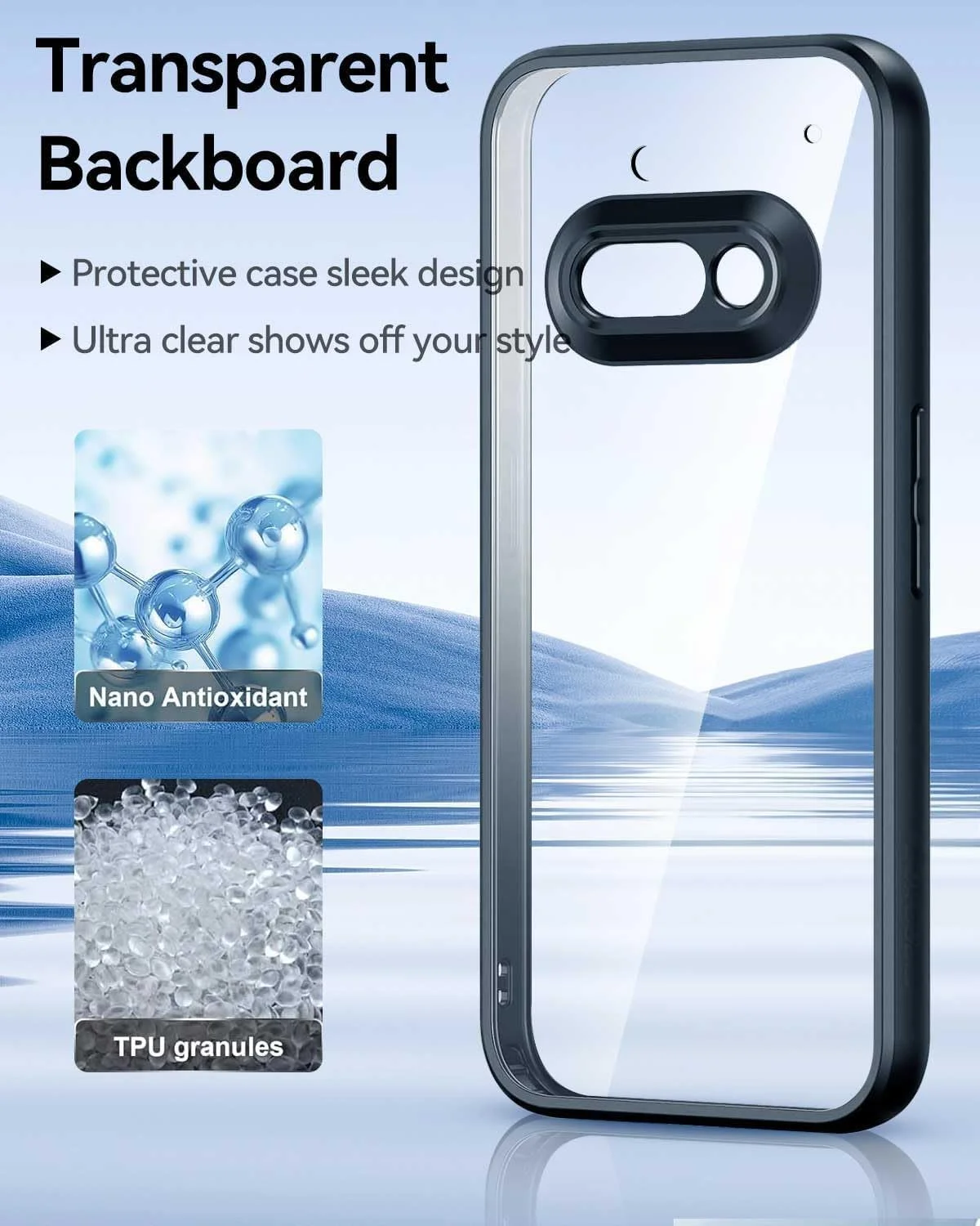 قاب باریک گوشی ناتینگ فون 3a با دکمه‌های مستقل، گوشه‌های ضد ضربه و محافظت قوی، پوشش کامل بدنه برای گوشی ناتینگ فون 3a (مشکی + شفاف)