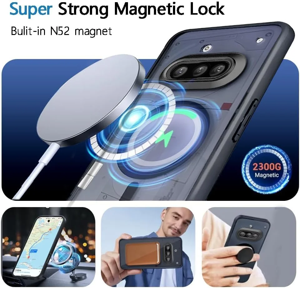 کاور شفاف گوشی ناتینگ فون 3A [سازگار با MagSafe] بامپر TPU نرم + ایربگ های ضد ضربه، کاور مغناطیسی برای ناتینگ فون (3A) (مشکی-شفاف)