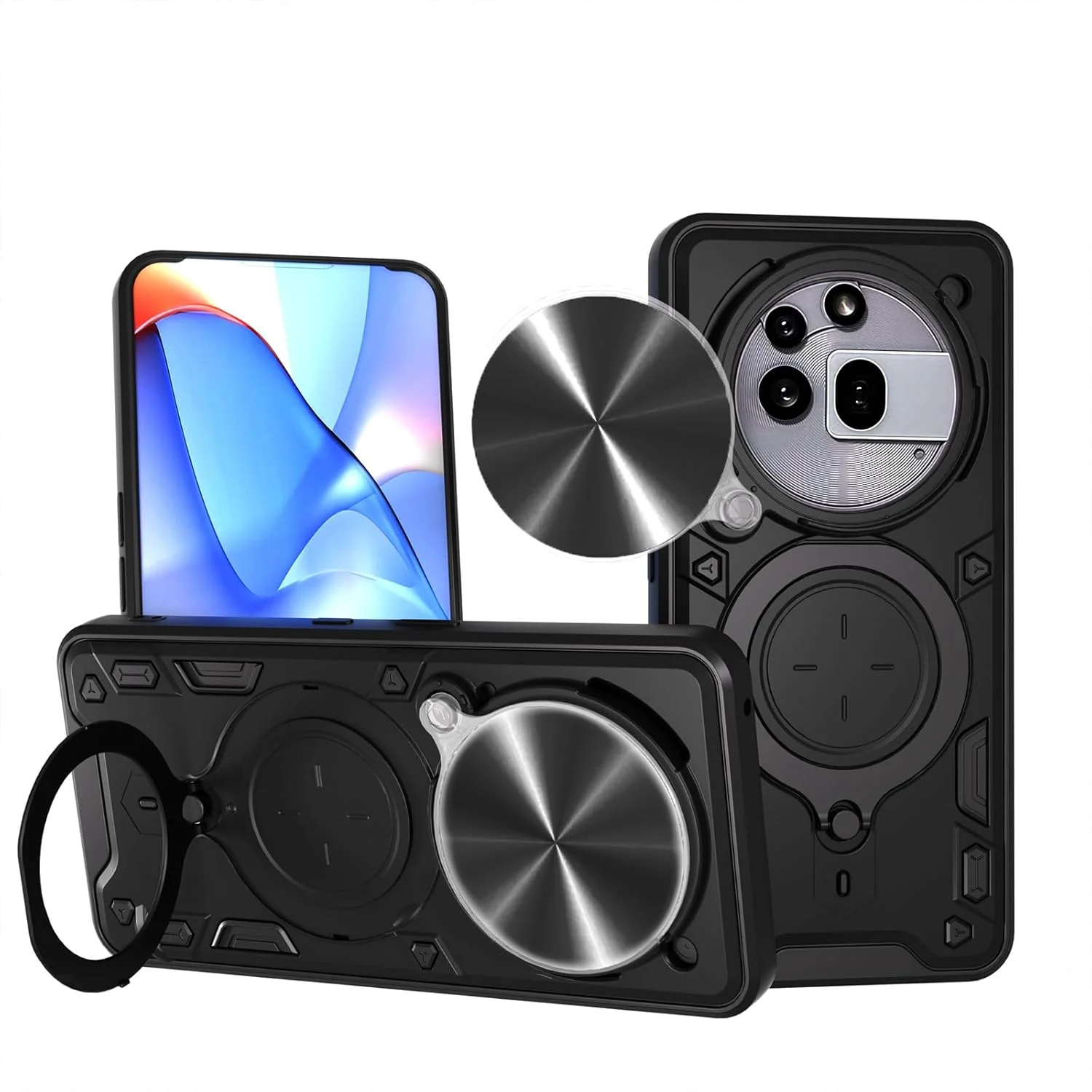 قاب محافظ گوشی ناتینگ فون (3a) پرو، محافظ کشویی دوربین و پایه مغناطیسی قابل تنظیم چرخان 360 درجه، کاور محافظ گوشی ناتینگ فون 3a پرو (مشکی)