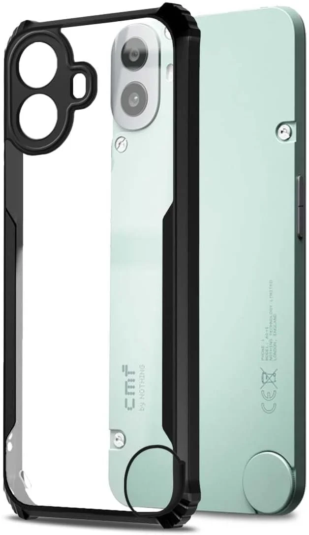 کاور پشتی سخت PC شفاف Muzz Nothing CMF Phone 1 با حاشیه TPU آبی ضد ضربه و محافظت 360 درجه لنز دوربین، کاور شفاف برای Nothing CMF Phone 1 2024
