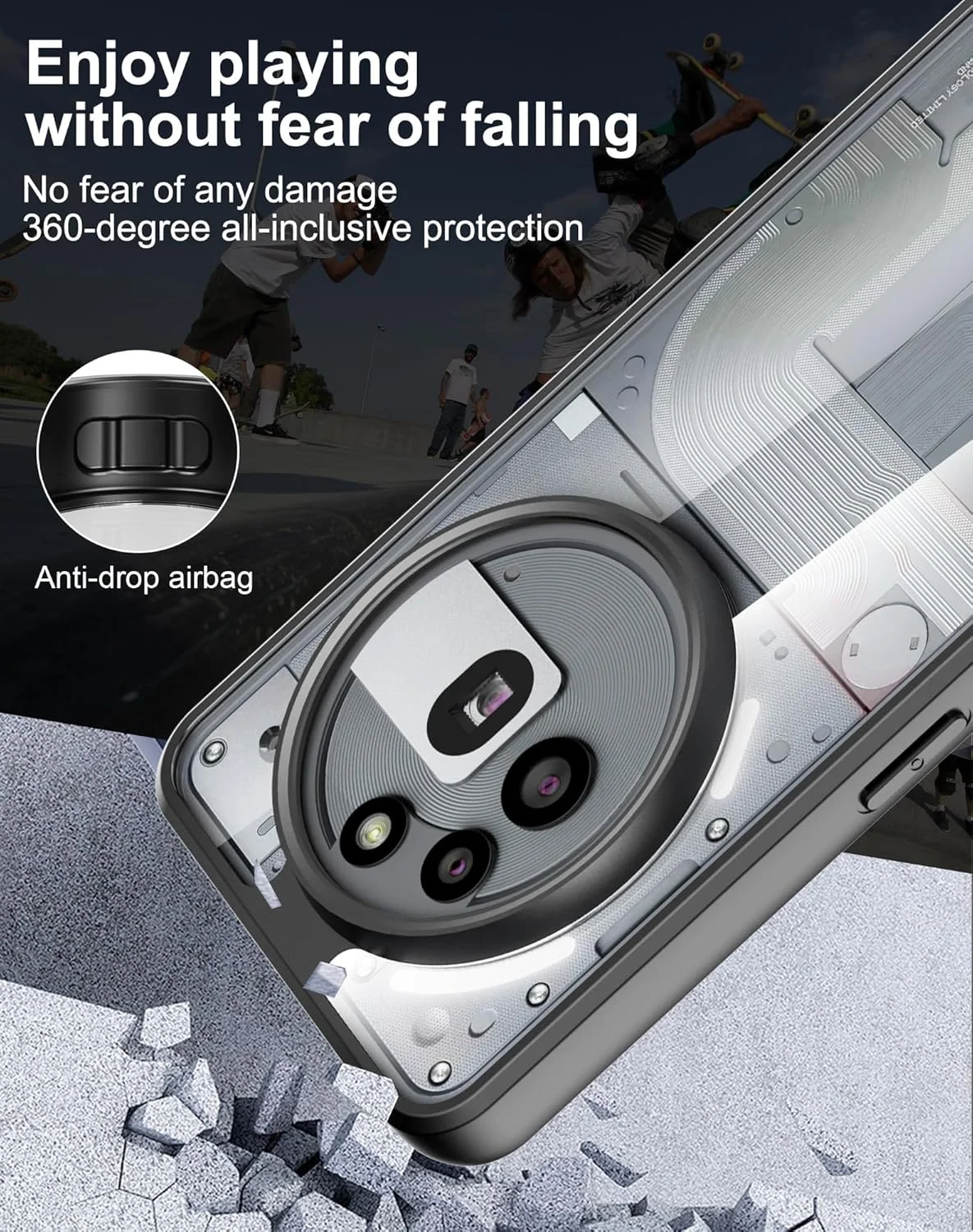 کاور شفاف گوشی ناتینگ فون (3a) پرو، بامپر TPU ضد ضربه و پشت PC سخت، محافظت باریک ضد زردی، طراحی باریک