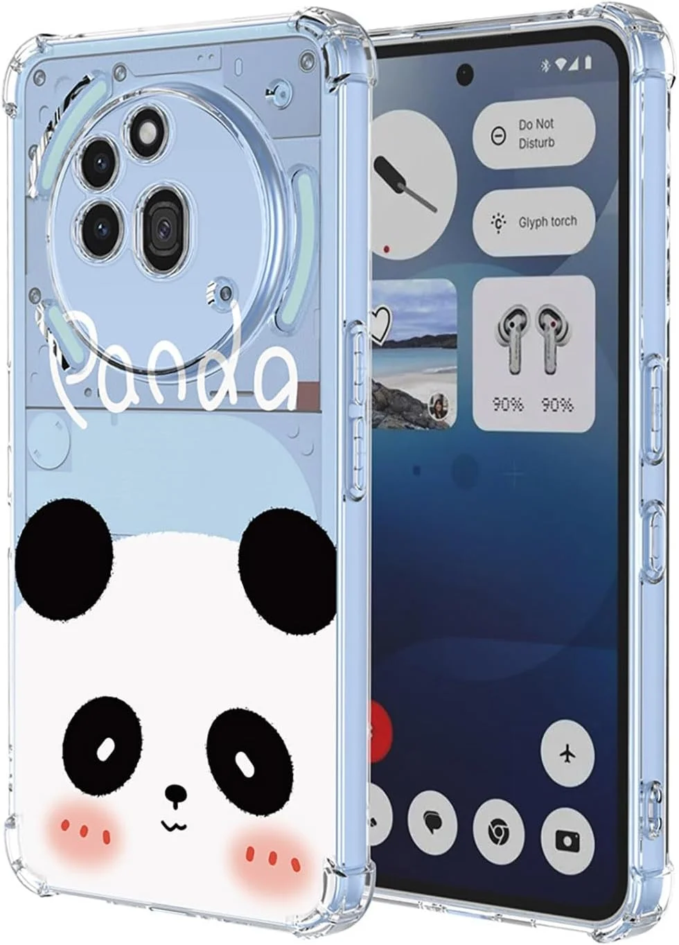کاور محافظ گوشی ناتینگ فون (3a) پرو، بسیار نازک، زیبا با طرح گل و انیمیشنی، کاور سیلیکونی نرم و شفاف با ضربه‌گیر TPU (طرح پاندا)