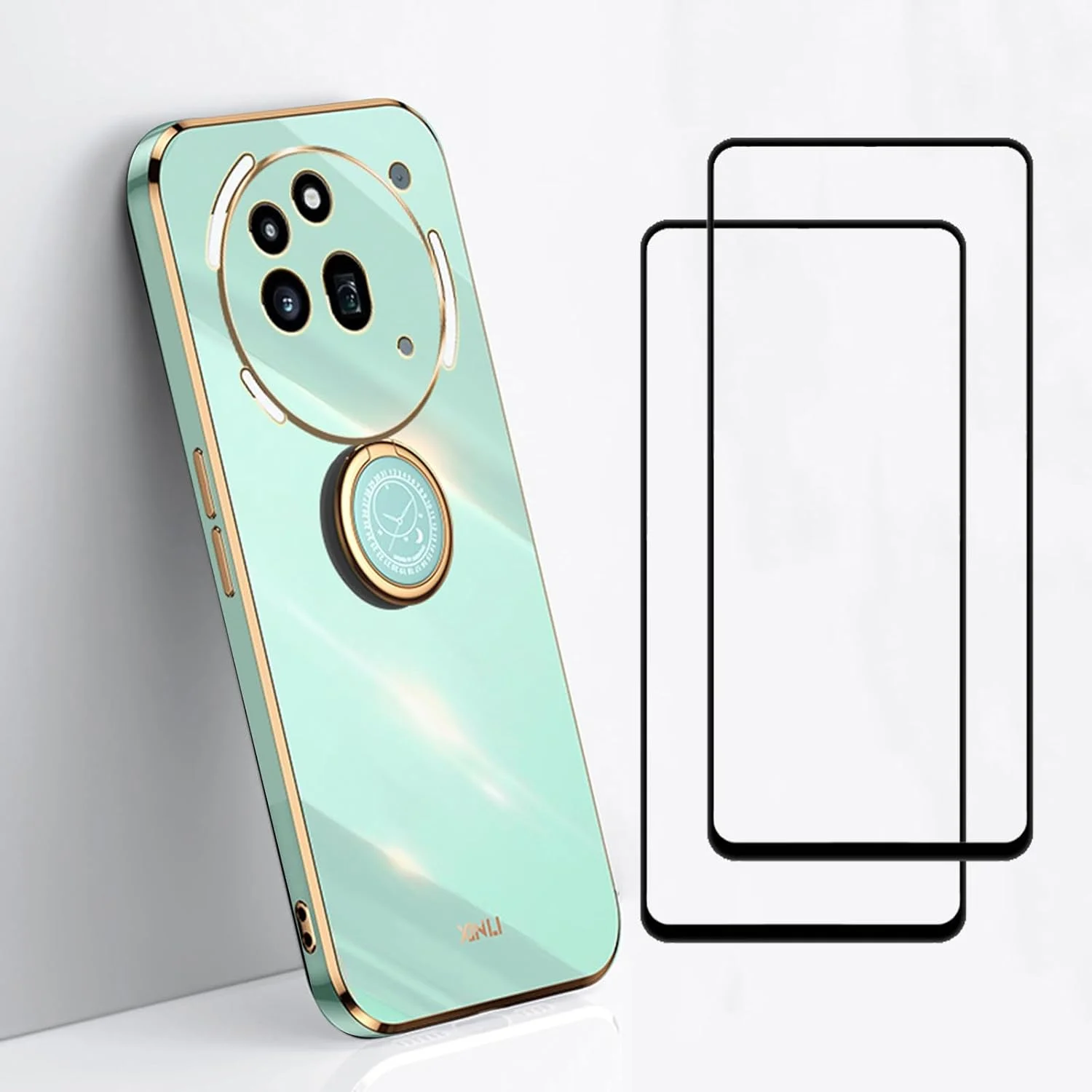 قاب گوشی ناتینگ فون 3a Pro 5G به همراه محافظ صفحه نمایش شیشه ای حرارت دیده [2 عدد]، TPU نرم ضد ضربه با پایه انگشتی 360 درجه، قاب باریک با روکش _سبز نعنایی