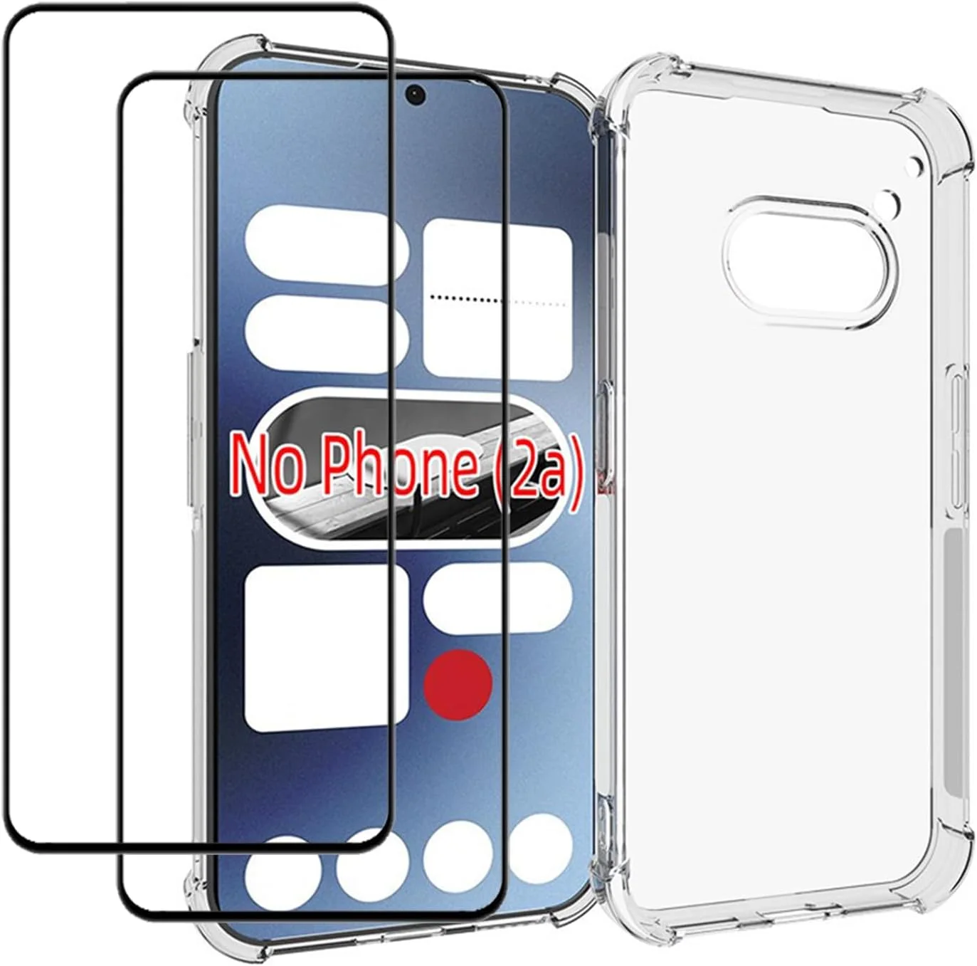 قاب محافظ گوشی ناتینگ فون 2a به همراه محافظ صفحه نمایش (2 عدد)، باریک، ضربه گیر TPU با لبه های نرم و گوشه های تقویت شده، پوشش محافظ شفاف