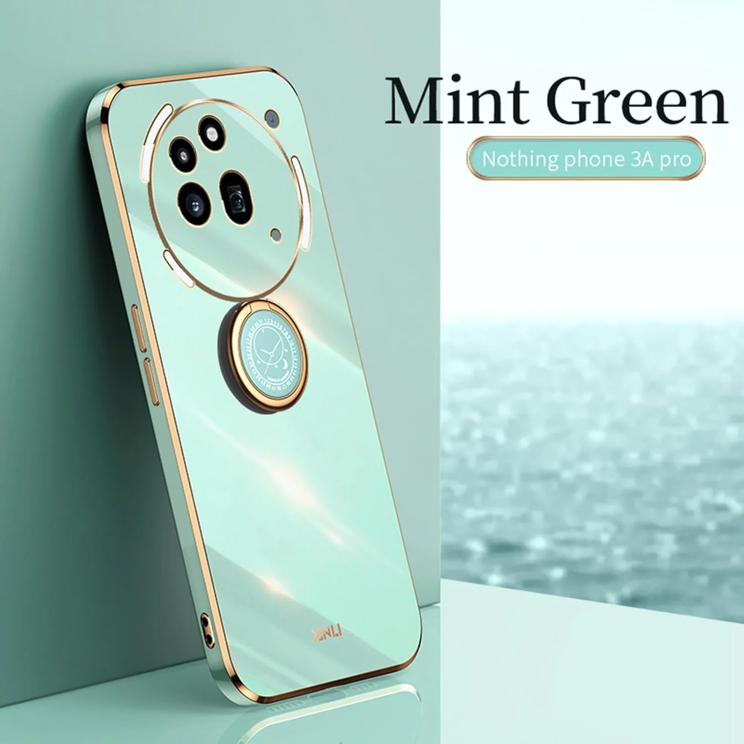 قاب گوشی ناتینگ فون 3a Pro 5G به همراه محافظ صفحه نمایش شیشه ای حرارت دیده [2 عدد]، TPU نرم ضد ضربه با پایه انگشتی 360 درجه، قاب باریک با روکش _سبز نعنایی