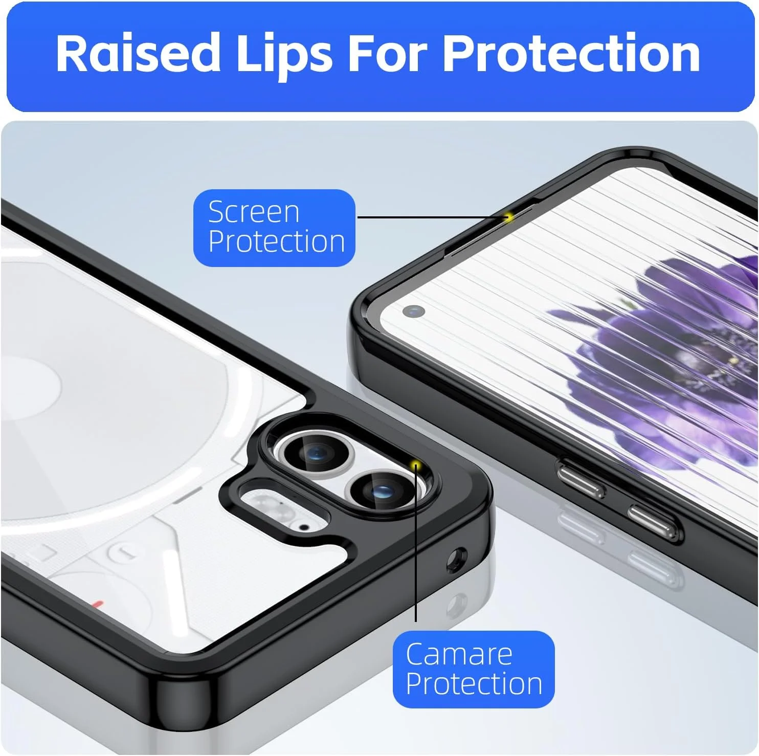 کاور محافظ گوشی ناتینگ فون 2 مدل ALLNEWELOOK با حلقه نگهدارنده، مقاوم در برابر خط و خش، پشت PC سخت، ضد ضربه (مشکی، MF برای ناتینگ فون 2)