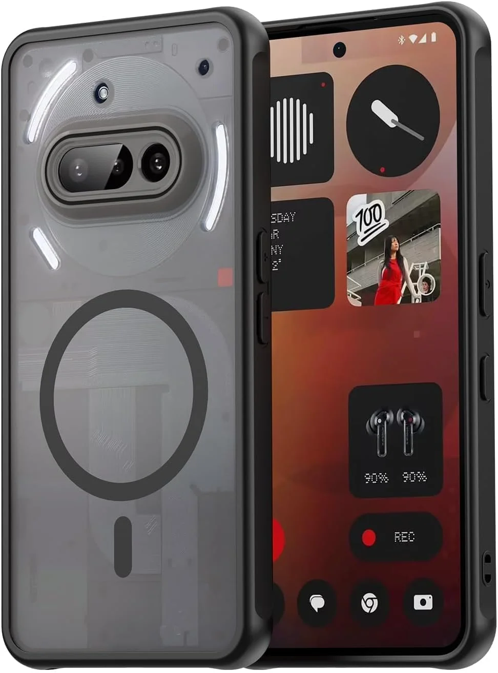 کاور شفاف گوشی ناتینگ فون 3A [سازگار با MagSafe] بامپر TPU نرم + ایربگ های ضد ضربه، کاور مغناطیسی برای ناتینگ فون (3A) (مشکی-شفاف)