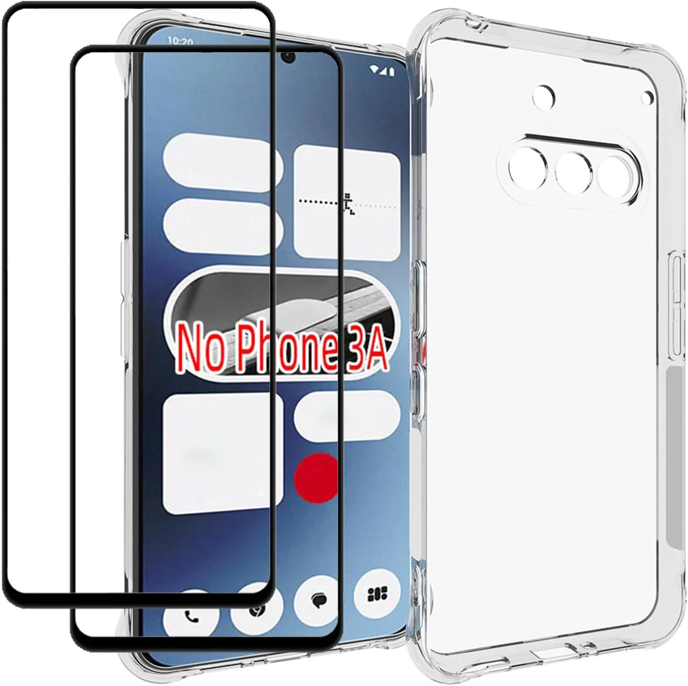 قاب گوشی ناتینگ فون 3a 5G به همراه محافظ صفحه نمایش (2 عدد)، باریک، ضربه گیر، TPU با لبه های نرم و گوشه های تقویت شده، کاور محافظ شفاف