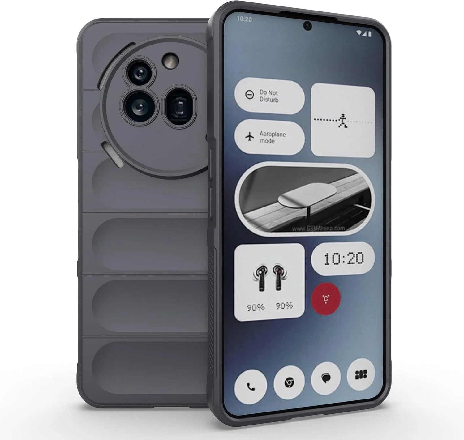 قاب سیلیکونی مایع ESTH® برای ناتینگ فون (3a) پرو (خاکستری تیره) با محافظت ضد میکروب و آستر میکروفیبر نرم، قاب ضد ضربه با محافظت کامل از بدنه