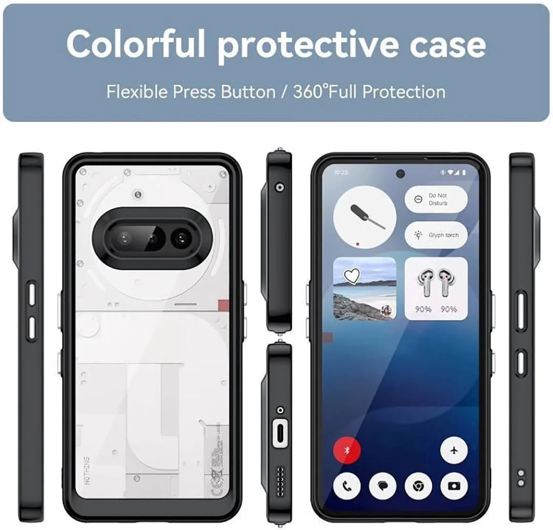 قاب محافظ گوشی ناتینگ فون (3a)، دارای صفحه پشتی PC، فریم TPU، فوق العاده نازک، محافظت کامل، ضد اثر انگشت، ضد افتادن، محافظ لنز، بافت مات، کاور ناتینگ فون (3a) (خاکستری)