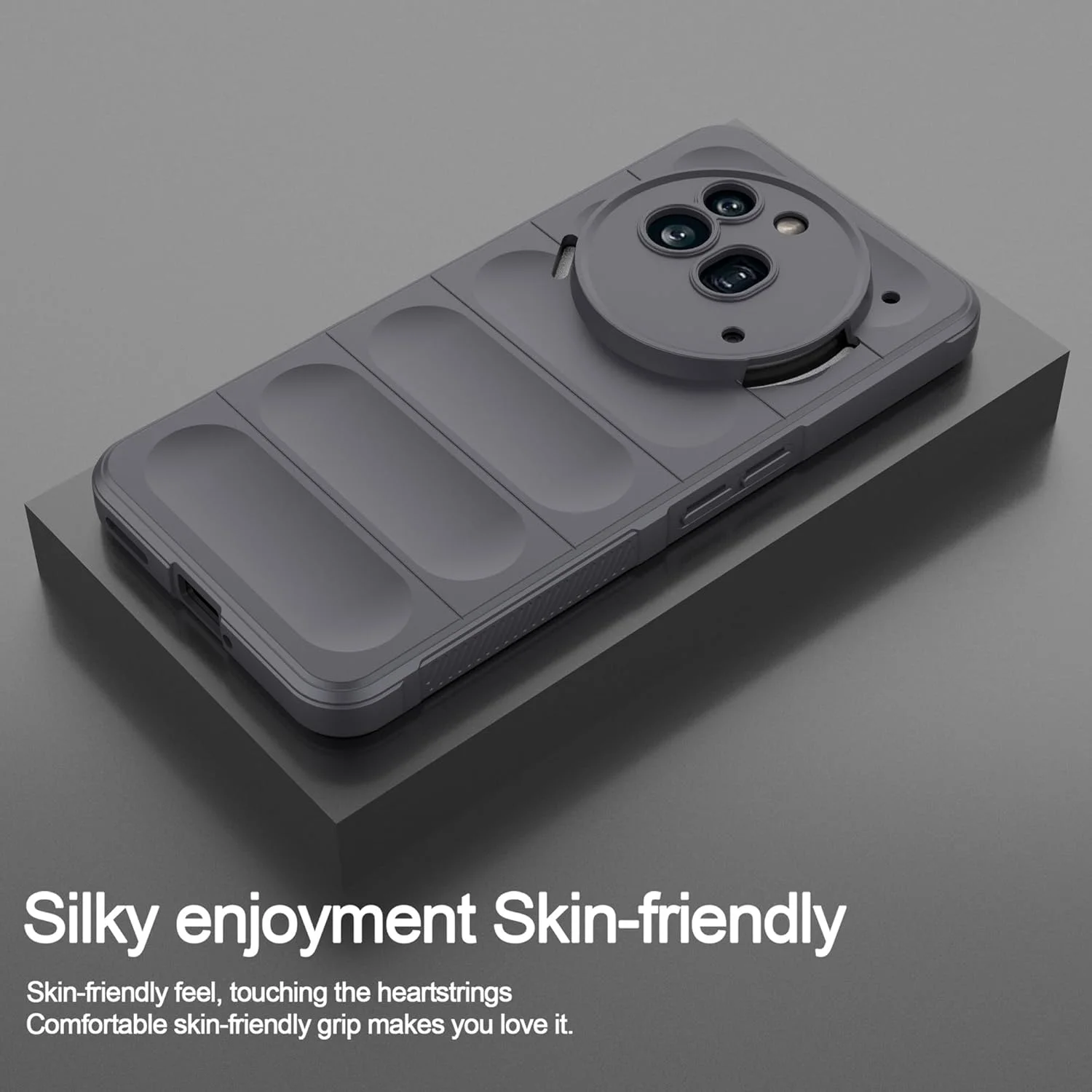 قاب سیلیکونی مایع ESTH® برای ناتینگ فون (3a) پرو (خاکستری تیره) با محافظت ضد میکروب و آستر میکروفیبر نرم، قاب ضد ضربه با محافظت کامل از بدنه