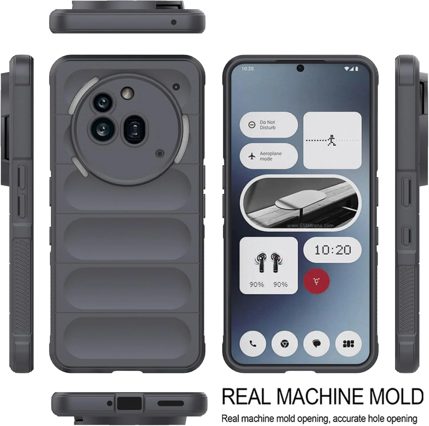 قاب سیلیکونی مایع ESTH® برای ناتینگ فون (3a) پرو (خاکستری تیره) با محافظت ضد میکروب و آستر میکروفیبر نرم، قاب ضد ضربه با محافظت کامل از بدنه