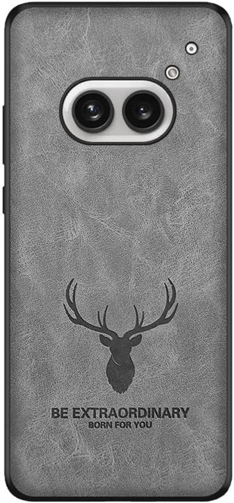 قاب محافظ گوشی ناتینگ فون 2a مدل 2024، قاب پشتی چرمی طرح گوزن بسیار نازک، لبه نرم سیلیکونی ضد ضربه، کاور پارچه ای شیک