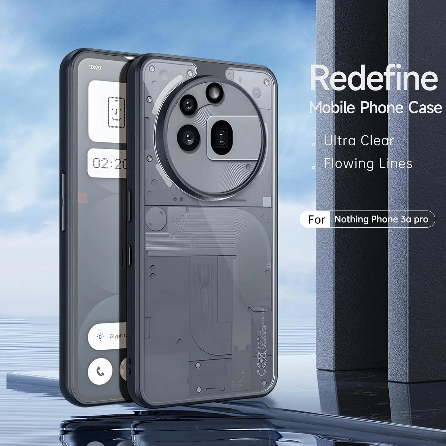 کاور محافظ شفاف برای ناتینگ فون (3a) پرو: پشت سخت PC و بامپر نرم TPU، ضد ضربه، باریک و سبک، مناسب ناتینگ فون (3a) پرو 2025 (مشکی + شفاف)