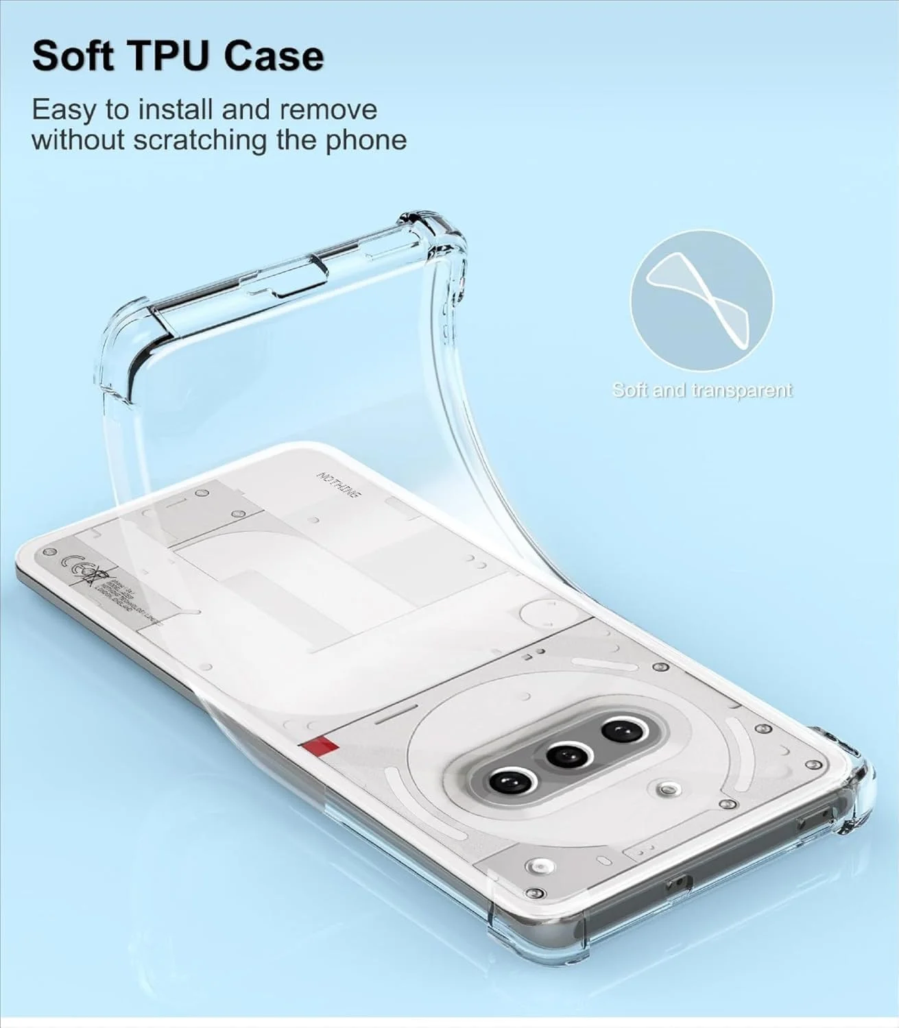 کاور محافظ شفاف ضد خش و ضربه گیر گوشی ناتینگ فون 3a مدل 2025، محافظ لنز دوربین، کریستالی (کاور شفاف)
