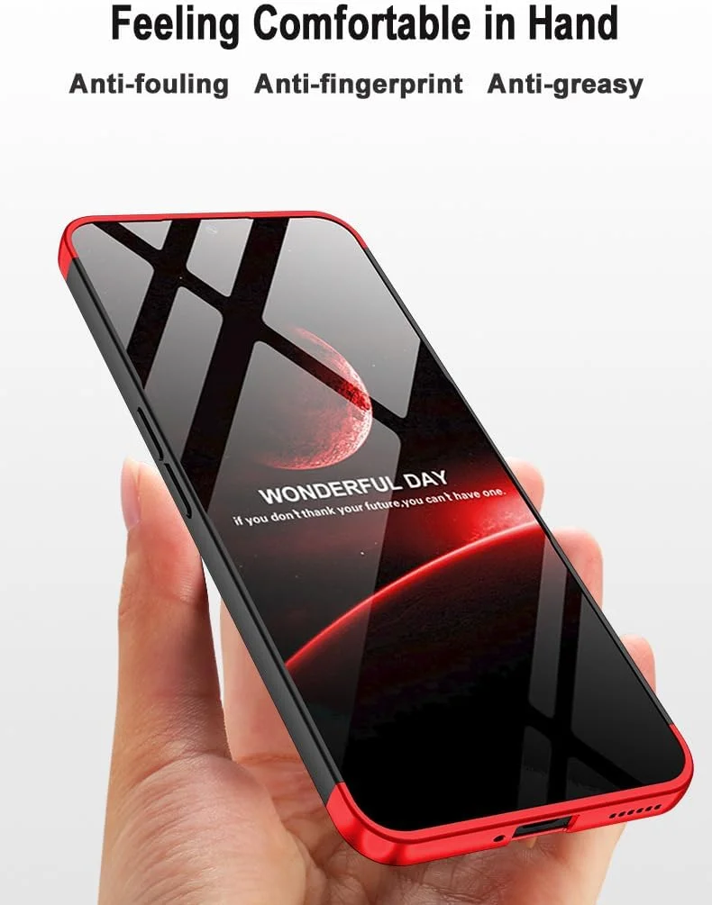 قاب محافظ مات سه لایه مناسب برای گوشی ناتینگ فون 3A - قاب ضد ضربه با محافظت از دوربین، پشت PC ضد خش و طراحی ضد اثر انگشت (قرمز/مشکی)