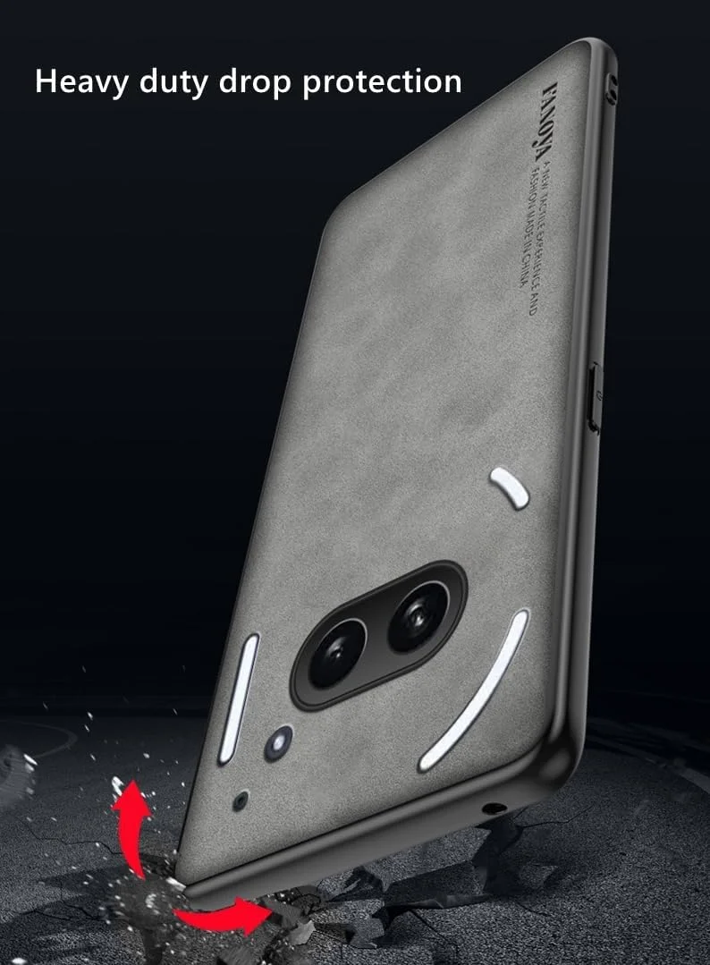 قاب گوشی ناتینگ فون 2a مدل 2024، بافت چرم PU ممتاز، ضد خش، باریک و مقاوم در برابر ضربه، محافظ گوشی، خاکستری