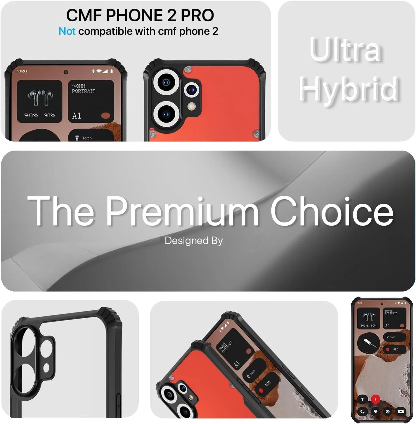 قاب محافظ گوشی ناتینگ CMF Phone 2 Pro، ضد ضربه، سپر محافظ شفاف، محافظت 360 درجه، TPU+PC، محافظت از دوربین، کاور آکریلیک شفاف برای ناتینگ CMF Phone 2 Pro 5G 2025 (مشکی)