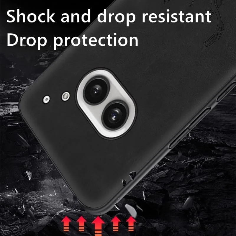 قاب محافظ گوشی ناتینگ فون 2a مدل 2024، قاب پشتی چرمی طرح گوزن بسیار نازک، لبه نرم سیلیکونی ضد ضربه، کاور پارچه ای شیک