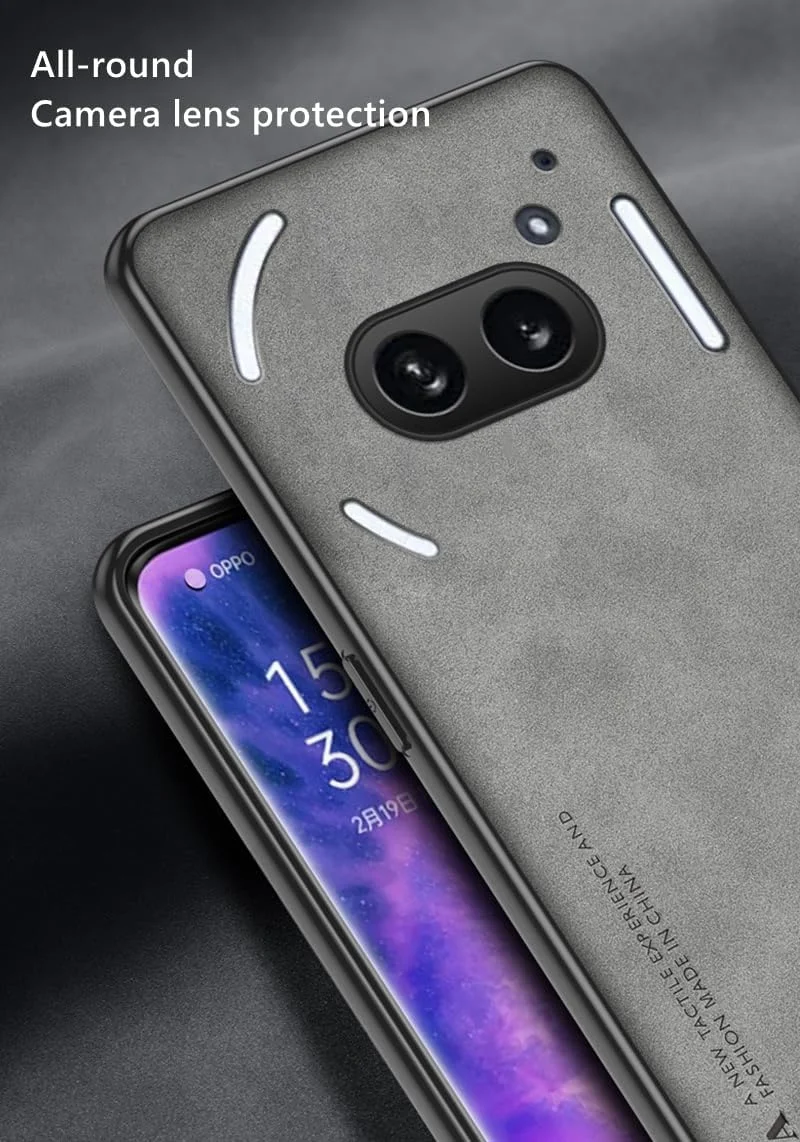 قاب گوشی ناتینگ فون 2a مدل 2024، بافت چرم PU ممتاز، ضد خش، باریک و مقاوم در برابر ضربه، محافظ گوشی، خاکستری