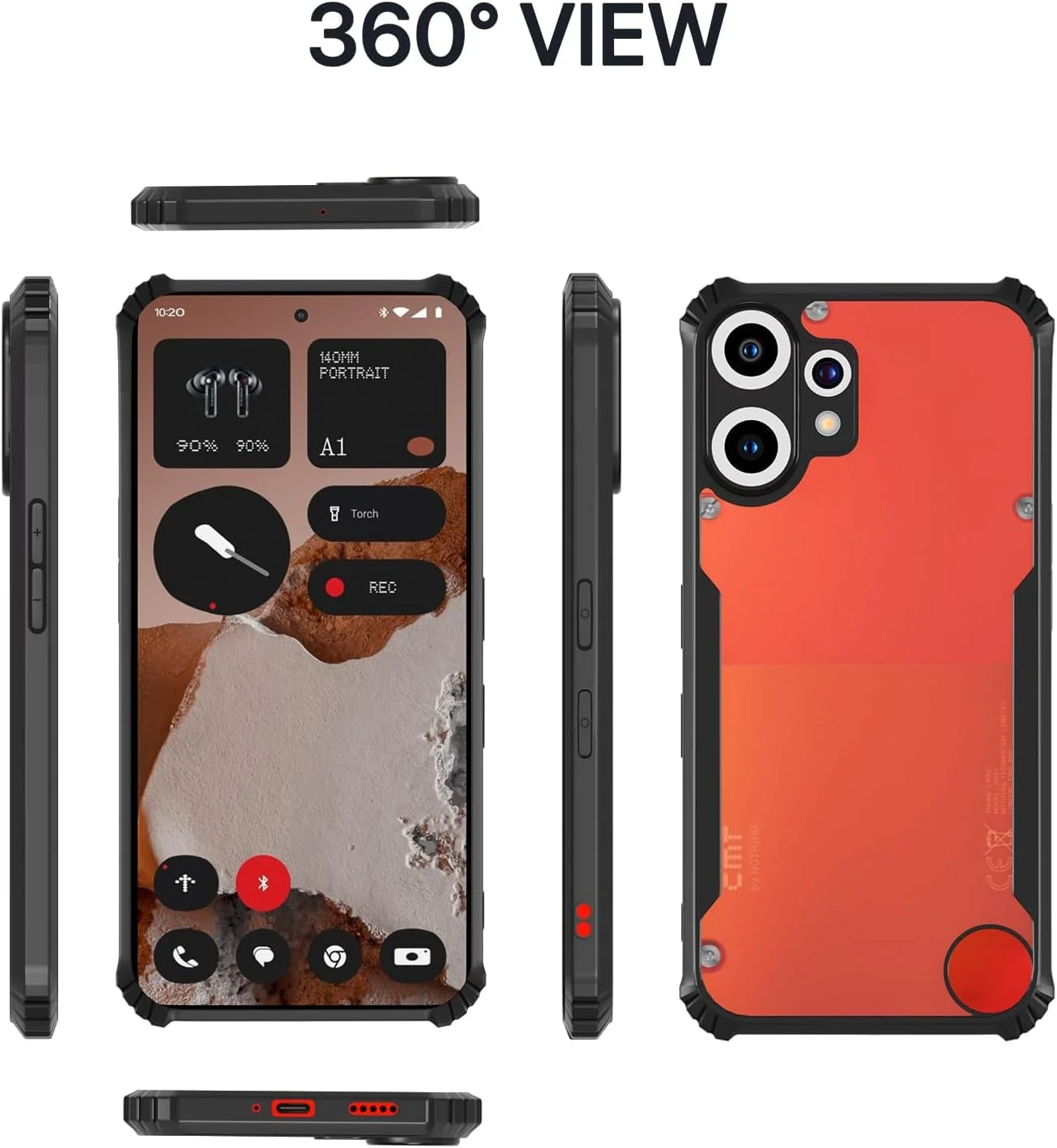 قاب محافظ گوشی ناتینگ CMF Phone 2 Pro، ضد ضربه، سپر محافظ شفاف، محافظت 360 درجه، TPU+PC، محافظت از دوربین، کاور آکریلیک شفاف برای ناتینگ CMF Phone 2 Pro 5G 2025 (مشکی)