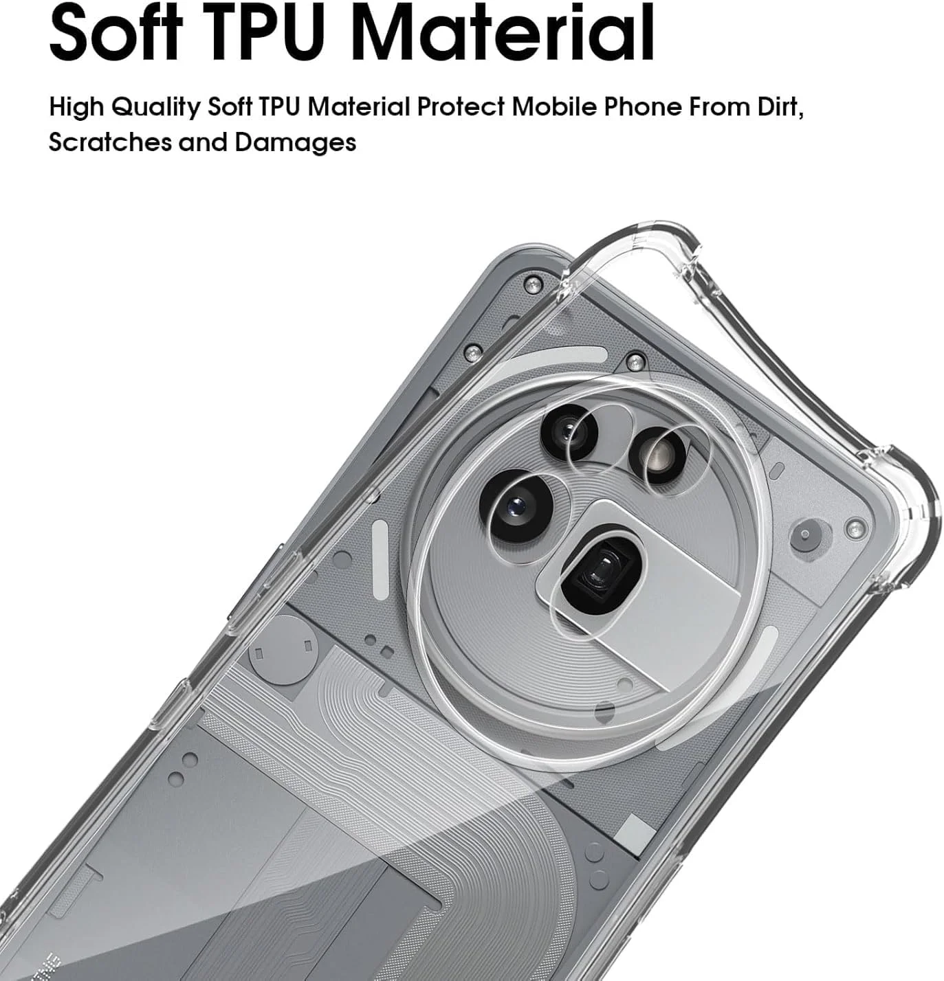 کاور محافظ گوشی ناتینگ فون (3a) پرو، کاور پشتی شفاف، فوق العاده شفاف، بهترین محافظت از دوربین، ضد لغزش | کاور پشتی باریک و محافظ برای ناتینگ فون 3a پرو 5G سال 2025 (بامپر)