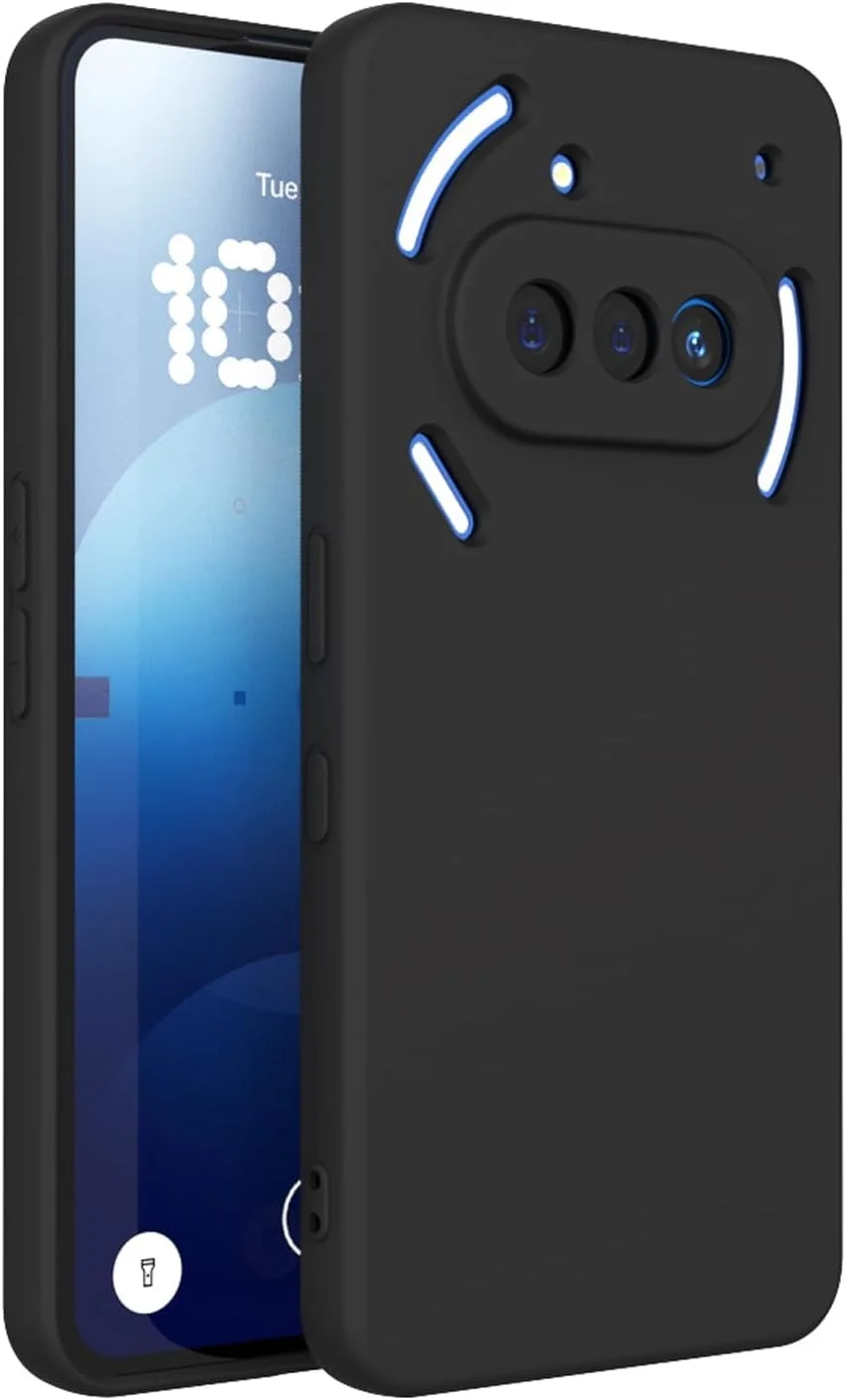 قاب محافظ ژله‌ای مایع با ضربه‌گیر لاستیکی و پوشش داخلی میکروفایبر نرم، باریک و ضد ضربه برای ناتینگ فون (3a) 5G 2025 (مشکی)