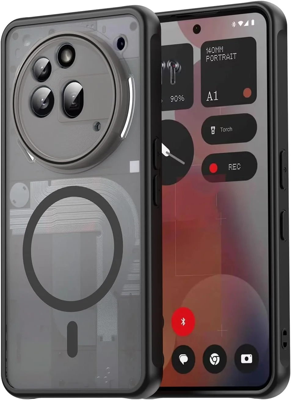 کاور محافظ شفاف گوشی ناتینگ فون (3a) پرو [سازگار با MagSafe] بامپر TPU نرم + ضربه گیرهای هوا، محافظت در برابر سقوط، کاور مغناطیسی برای ناتینگ فون (3a) پرو (مشکی-شفاف)