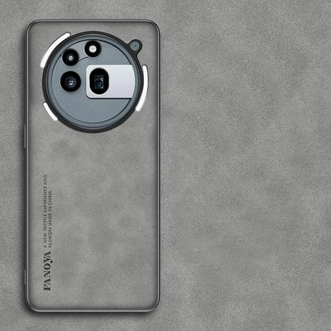 قاب گوشی Nothing Phone 3a Pro، [محافظ لنز دوربین برجسته]، چرم مصنوعی طرح پوست گوسفند، کاور ممتاز Nothing Phone 3a+، قاب محافظ ضد ضربه پیشرفته تجاری، لمس راحت، خاکستری