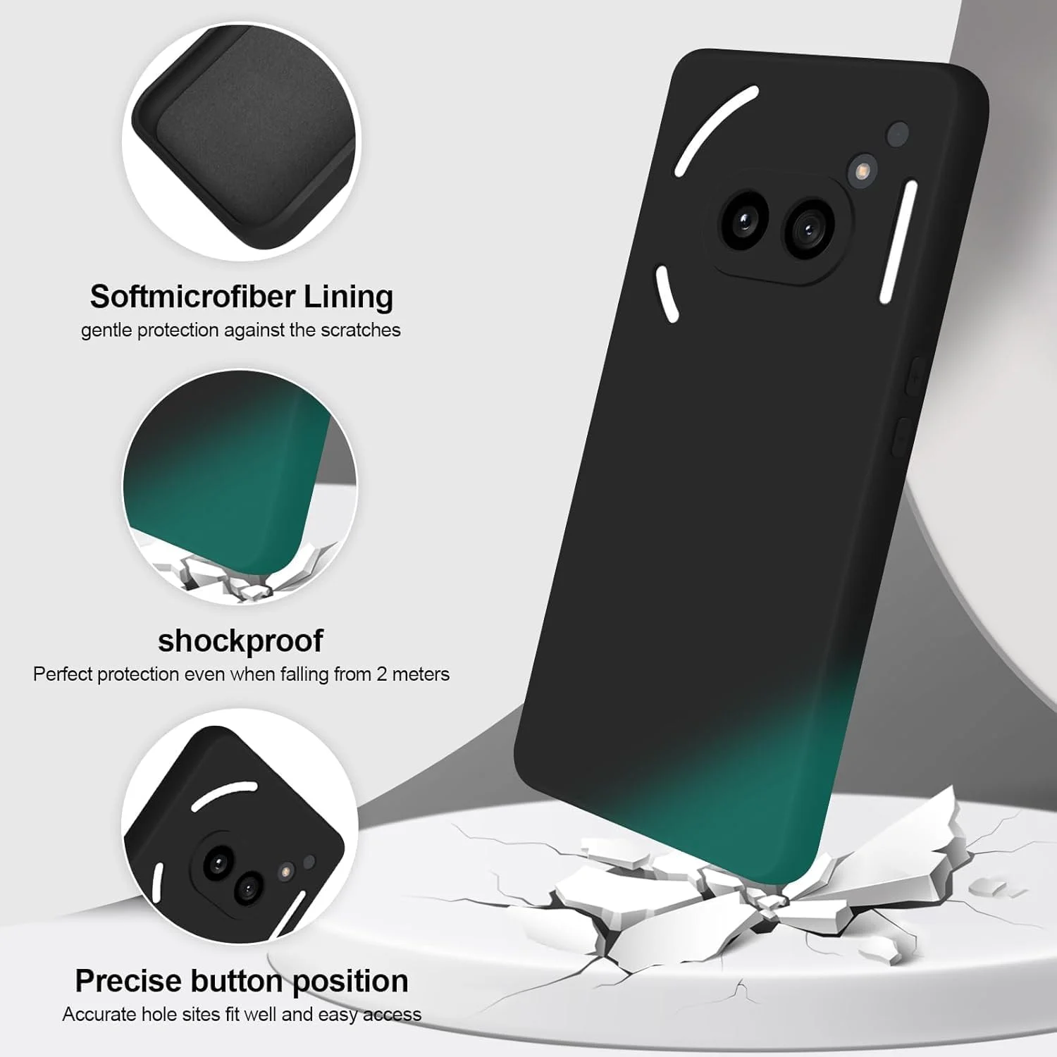 کاور جایگزین BURAQ برای ناتینگ فون 2A، مشکی، باریک، TPU نرم و انعطاف پذیر، سازگار با ناتینگ فون 2A