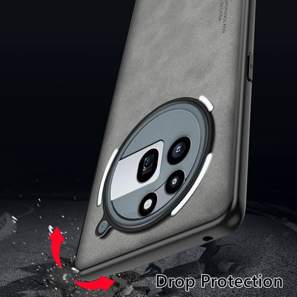 قاب گوشی Nothing Phone 3a Pro، [محافظ لنز دوربین برجسته]، چرم مصنوعی طرح پوست گوسفند، کاور ممتاز Nothing Phone 3a+، قاب محافظ ضد ضربه پیشرفته تجاری، لمس راحت، خاکستری