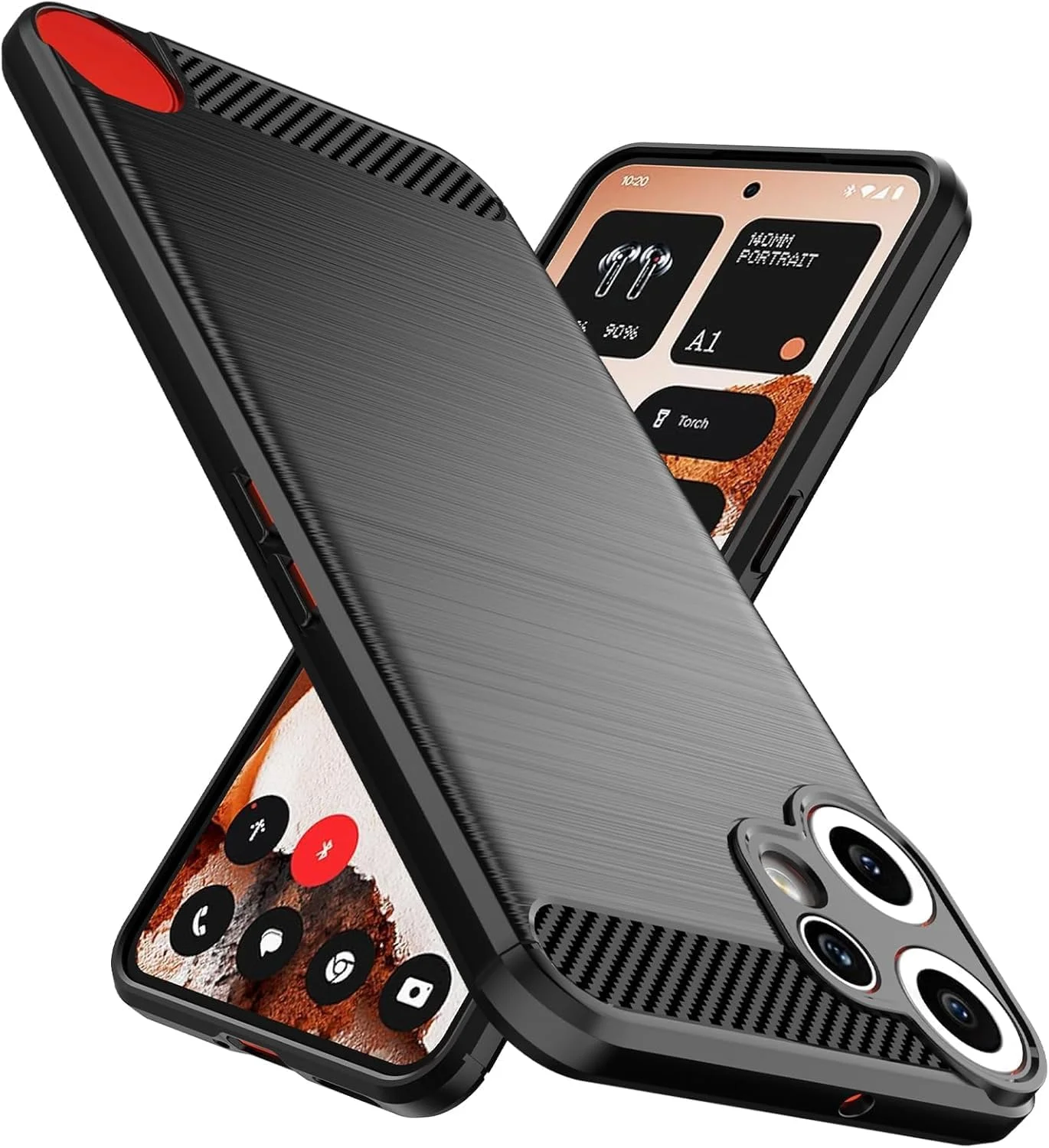 کاور محافظ گوشی ناتینگ CMF Phone 2 Pro، کاور فوق العاده نازک با بافت فیبر کربن، بامپر سیلیکونی، TPU نرم و لاستیکی، ضد ضربه، محافظ باریک برای ناتینگ CMF Phone 2 Pro (مشکی)