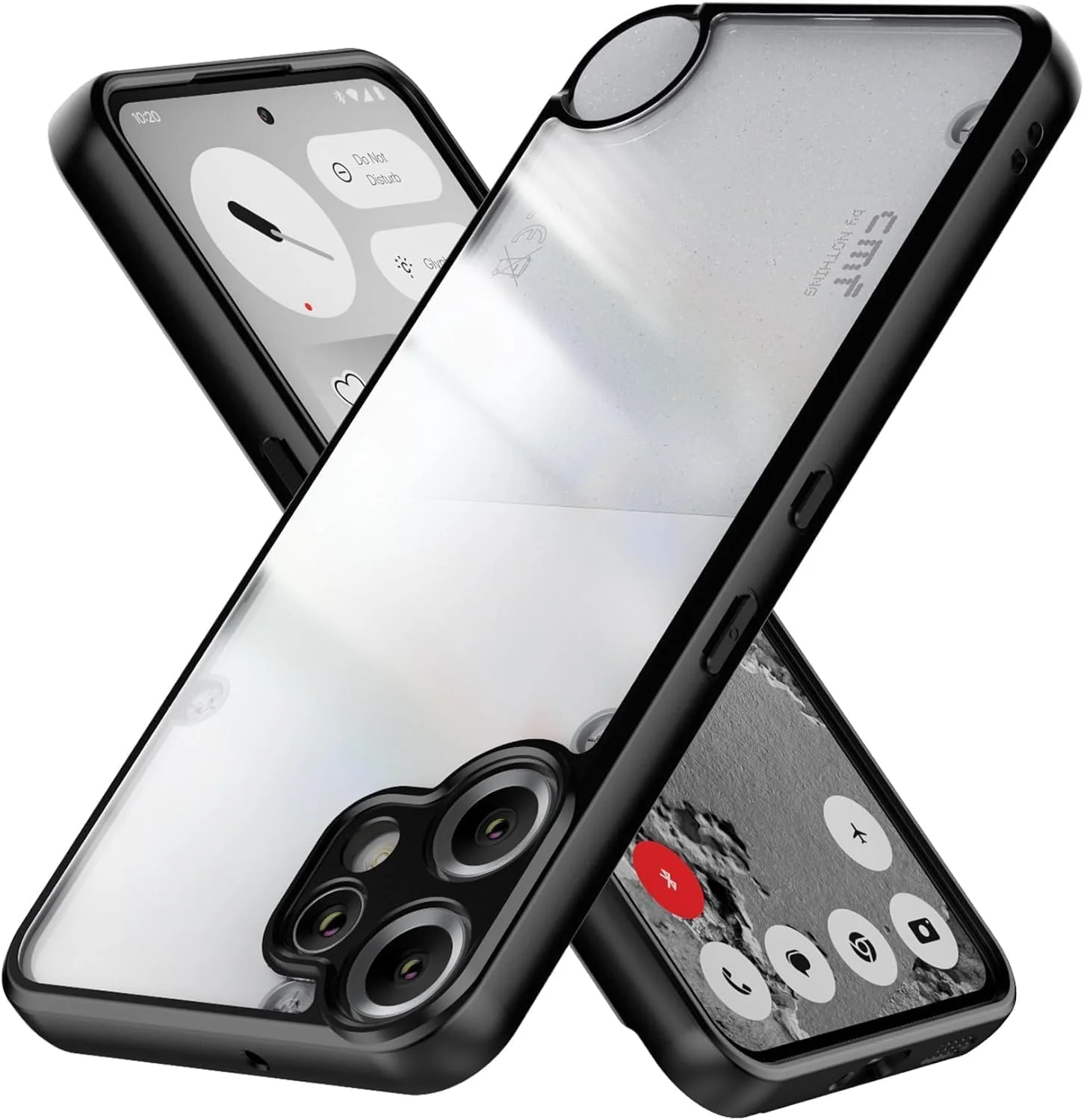 قاب محافظ گوشی CMF By Nothing Phone 2 Pro: [پشت سخت PC و سپر نرم TPU] [ضد زردی] ضد ضربه، باریک و سبک با پوشش لمسی نرم - (شفاف+مشکی)